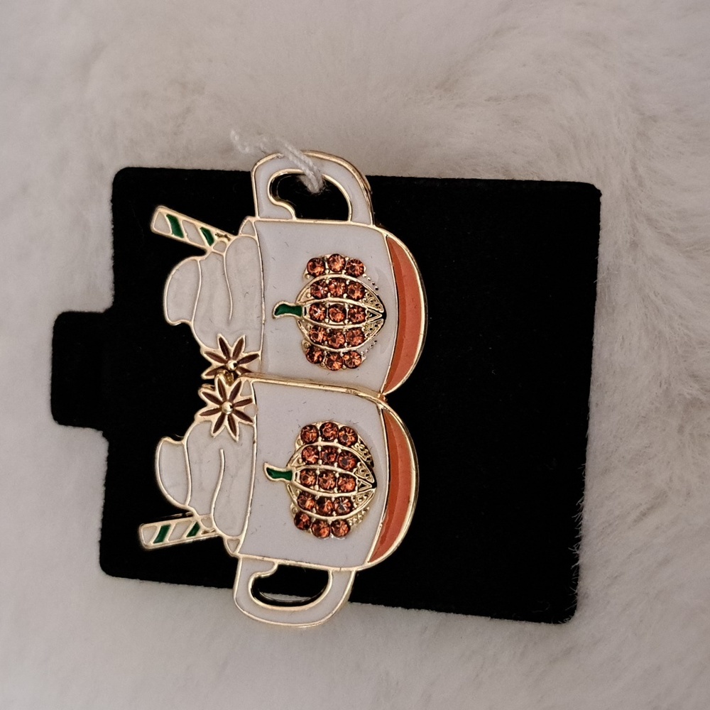 Sugarfix Baublebar Pumpkin To Talk About Spice Coffee Stud Earrings PSL NEW